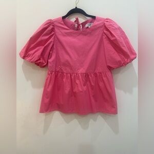 Crosby Hot Pink Puff Sleeve top with tie back - XS
